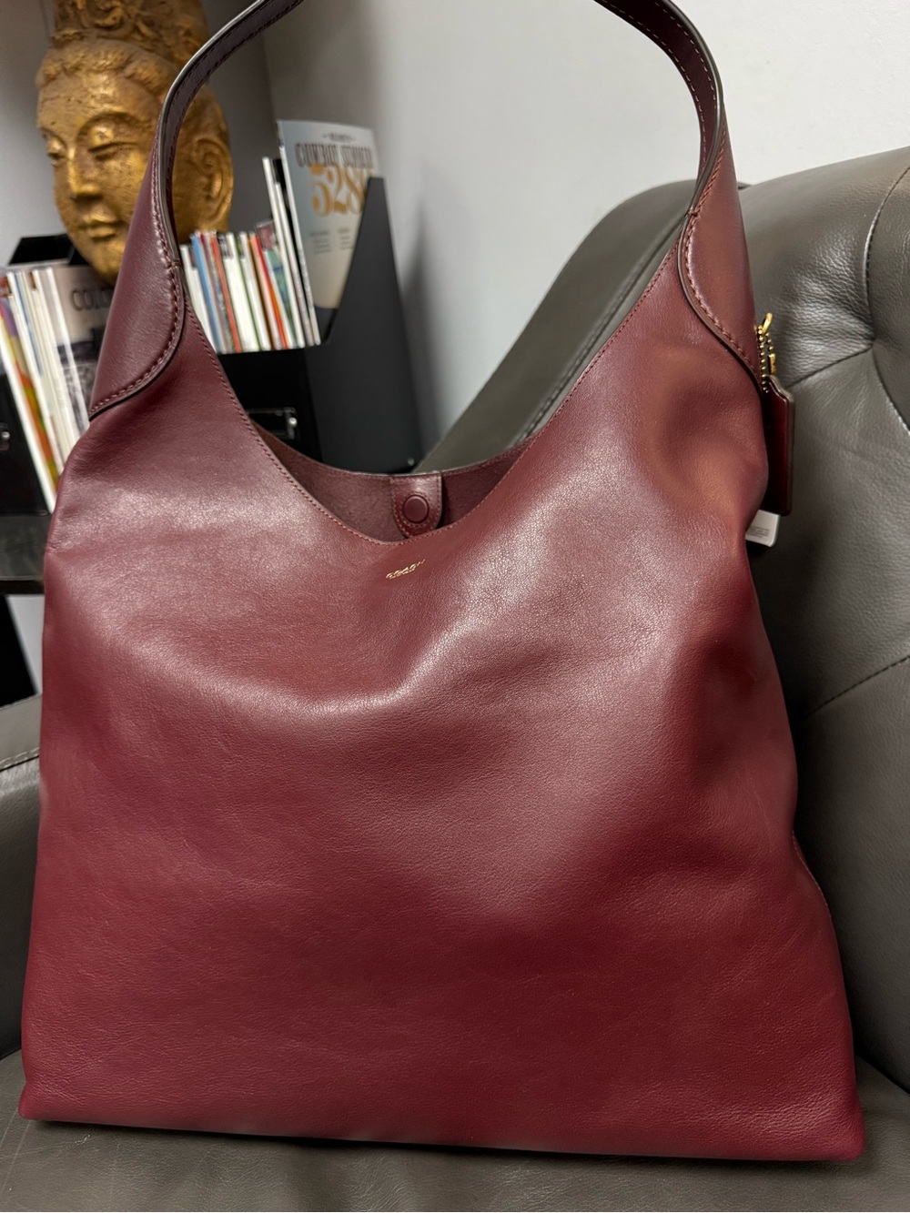 NWT Coach Brooklyn 39 Dark Ruby Natural Grain Leather Shoulder Bag $495 - Picture 6 of 9